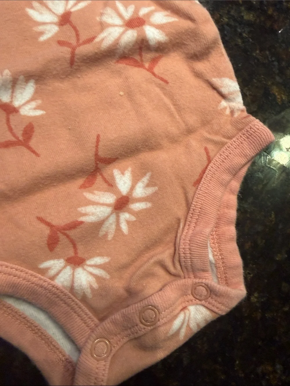 Carter's Peach Floral Short-Sleeve Bodysuit 3 Month Onesie - LIKE NEW